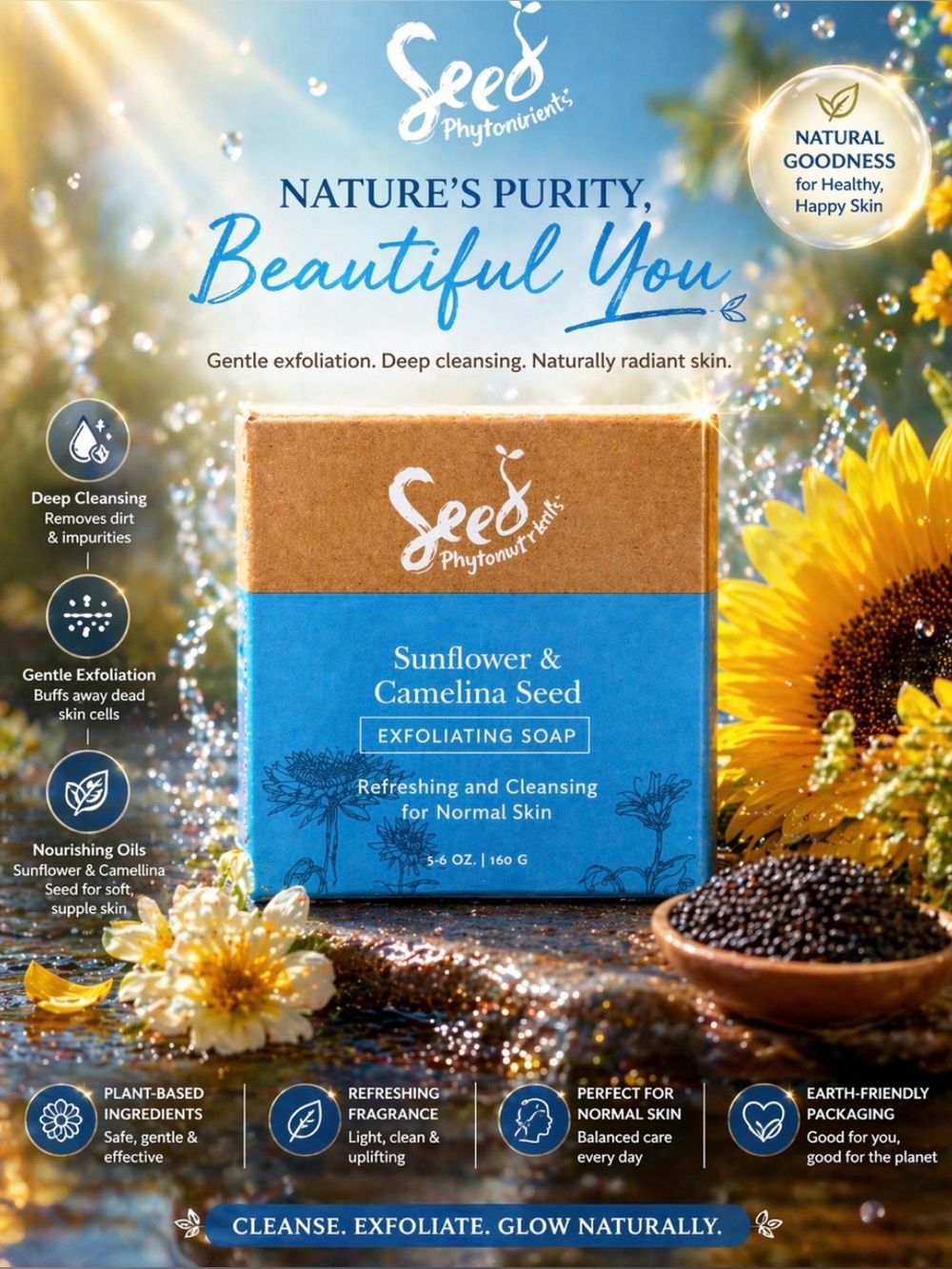 Seed  Phytonutrients Sunflower & Camelina Seed Exfoliating Soap